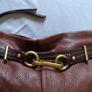 COACH "Chelsea Katarina" Shoulder Bag Saddle Brown Mahogany Trim